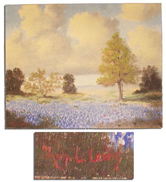 Thomas L. Lewis Signed 20'' x 16'' Oil Painting -- Depicting Texas Bluebonnets