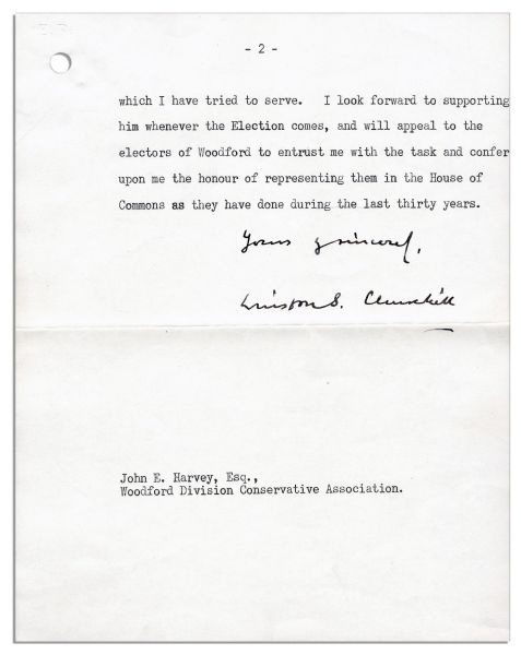 Winston Churchill Resigns as Prime Minister -- ''...for some time past I have not felt that at my age it would be right for me to incur such new and indefinite responsibilities...''