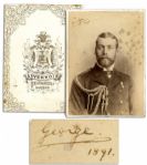 King George V Cabinet Photo Signed as the 26 Year-Old Prince of Wales -- George / 1891