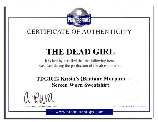Actress Brittany Murphy Screen-Worn Sweatshirt From the 2006 Suspense Film, ''The Dead Girl''