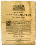 Broadside From 1779 of King George IIIs Proclamation for a Public Fast and Humiliation