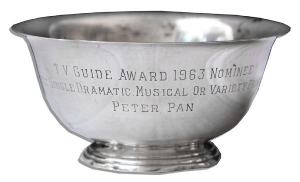 Mary Martin's 1963 TV Guide Award in the Form of a Silver Bowl -- For ''Best Performance'' in Her Iconic Role as ''Peter Pan''