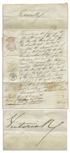 Queen Victoria Signed Document From The First Year of Her Reign