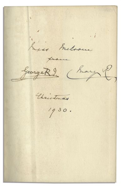 King George V & Queen Anne Signed Book -- Gifted at Christmas of 1930