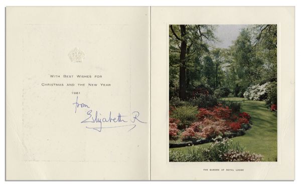 Queen Mother Elizabeth Christmas Card Signed From 1961