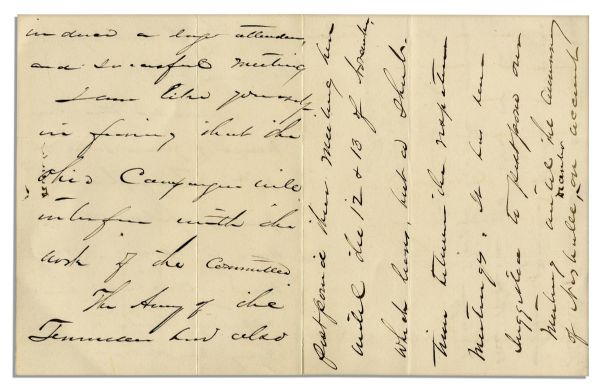 Civil War General Philip Sheridan Autograph Letter Signed -- ''...I telegraphed to Genl [James A.] Garfield asking him to appoint a new orator...''