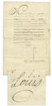 French Military Document Signed by King Louis XV -- Using His Masonic Signature