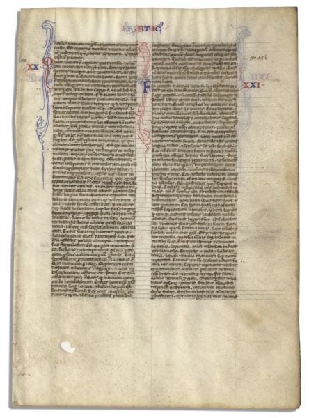 Bible Leaf From the Medieval Age, Circa 1250-1275 -- Crusades Era Document on Vellum