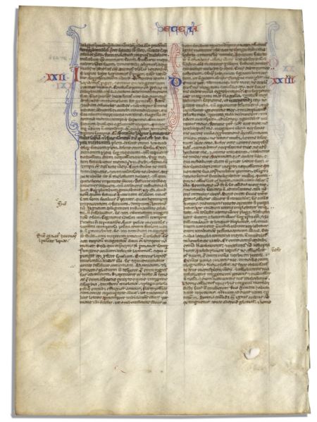 Bible Leaf From the Medieval Age, Circa 1250-1275 -- Crusades Era Document on Vellum