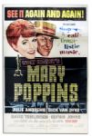 Disney Movie Poster for Mary Poppins With Oscar Statue in the Design -- Film Won 5 Oscars, the Most for Any Disney Movie