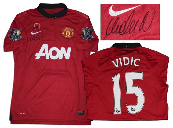 Nemanja Vidic Signed Match Worn Shirt From Manchester United