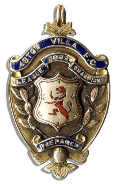 Early Football League First Division Championship Gold Medal Awarded to Footballer Charlie Athersmith as a Member of Winning Team Aston Villa in 1899