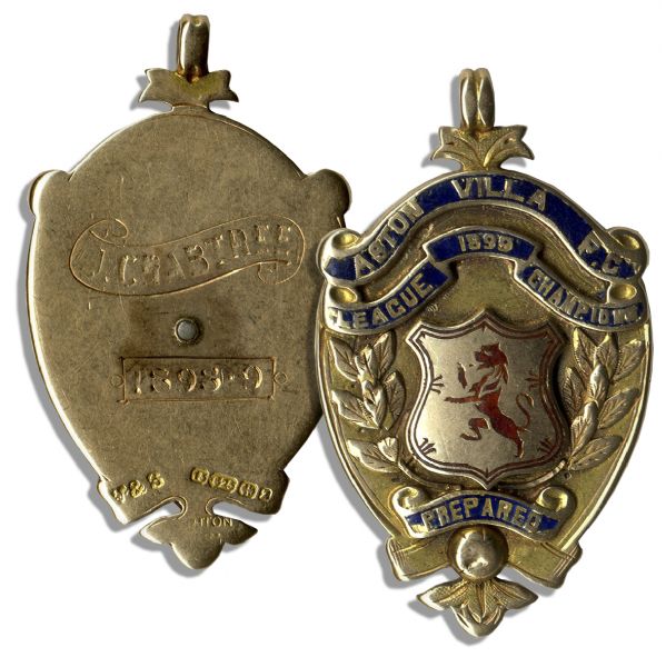 Early Football League First Division Championship Gold Medal Awarded to Footballer Jimmy Crabtree as a Member of Winning Team Aston Villa in 1899