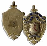 Early Football League First Division Championship Gold Medal Awarded to Footballer Jimmy Crabtree as a Member of Winning Team Aston Villa in 1899