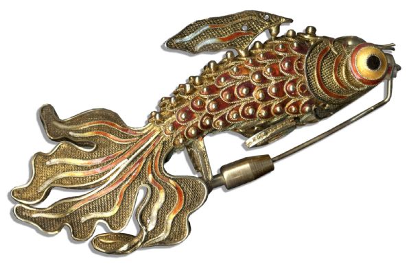 Duchess of Windsor Wallis Simpson Personally Owned Qing Dynasty-Era Goldfish Pin -- From Her 1924 China Tour 