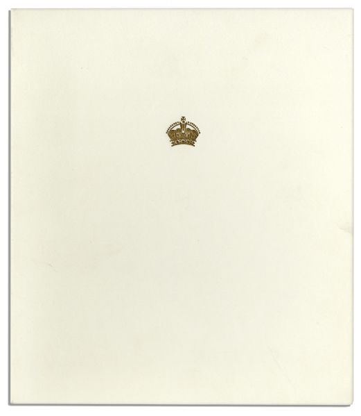 Queen Mother Elizabeth Christmas Card Signed -- With Photo Inside of the Queen & Her Four Grandchildren -- Princes Charles, Edward and Andrew & Princess Anne in 1985