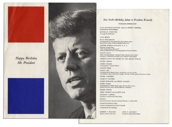 Program From ''New York's Birthday Salute To President Kennedy'' at Madison Square Garden -- Where Marilyn Monroe Sang Her Sexy Rendition of ''Happy Birthday'' to JFK