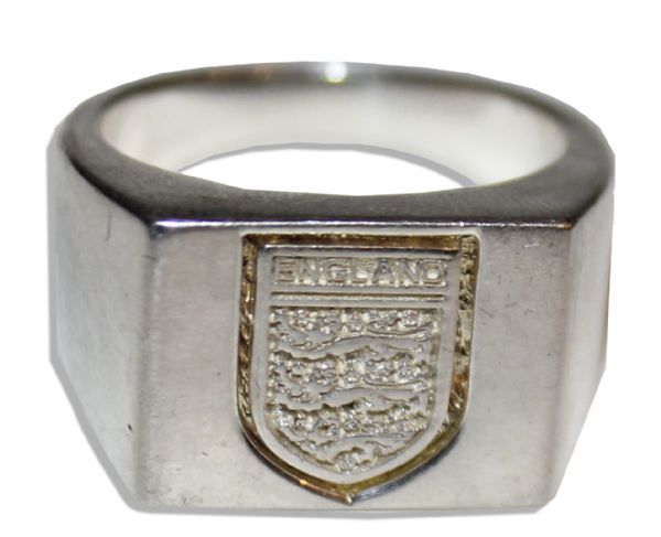 FA Cup Solid 9 Carat Gold Medal From Manchester United's Record 11th Championship Victory in 2004 -- Fine -- With Sterling Silver Ring