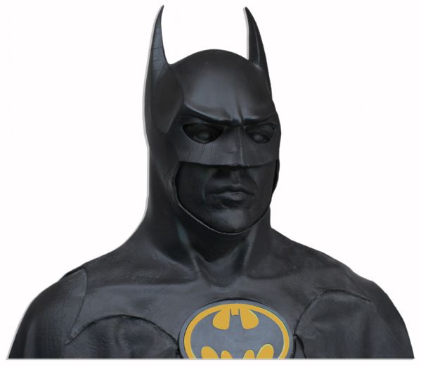 The Batsuit Worn by Michael Keaton in ''Batman'' From 1989 -- Measures Over 7' Tall on Custom Display