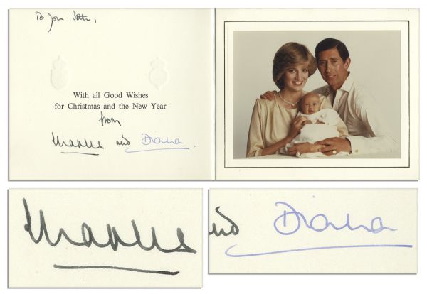 Princess Diana and Prince Charles 1982 Christmas Card Signed 