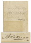 The Last King of Hawaii, Kalakaua Letter Signed From