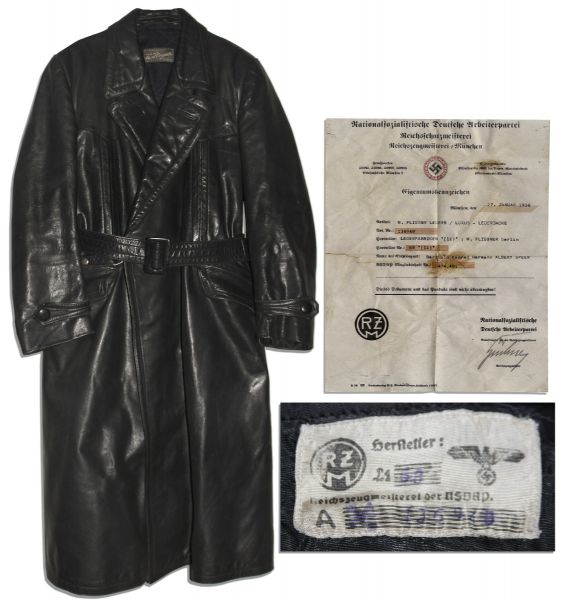 Albert Speer's Personally Owned Black Leather Jacket -- Possibly Worn by Speer When He Last Visited Hitler on 23 April 1945