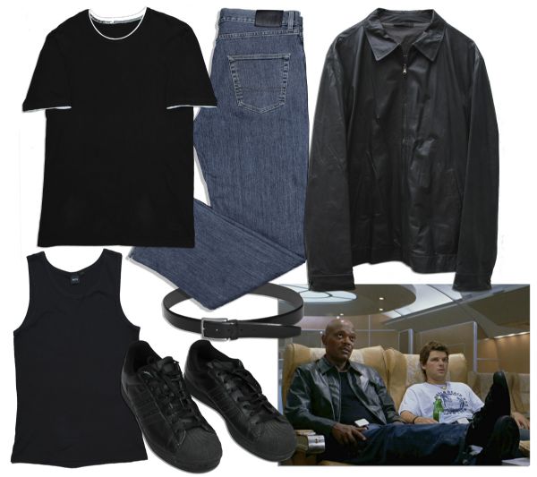 Samuel L. Jackson's Hero Costume From Thriller ''Snakes on a Plane'' -- Complete 6-Piece Hugo Boss Ensemble With Italian Calfskin Leather Jacket