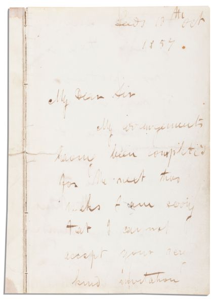 Dr. David Livingstone Autograph Letter Signed From 1857 -- During His Brief Stay in England Between African Missions