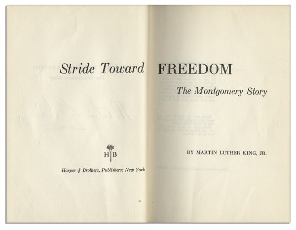Martin Luther King Signed First Edition of ''Stride Toward Freedom''