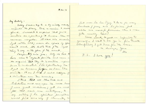 Eisenhower WWII Letter to His Wife -- ''...I desperately miss you. Why we have to have wars to separate families and cause all the anguish...they do is...impossible for me to understand...''