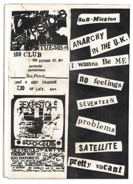 Sex Pistols 1976 Press Kit -- Issued by Glitterbest, Malcolm McClaren's Company to Get a Recording Contract for the Group -- ''The Sex Pistols are the foremost rock outfit in the country''