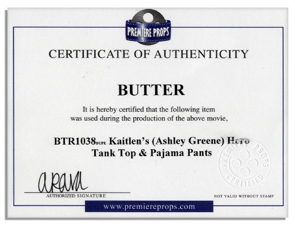 Ashley Greene Screen-Worn Pajamas From 2011 Comedy ''Butter'' -- With a COA From Premiere Props