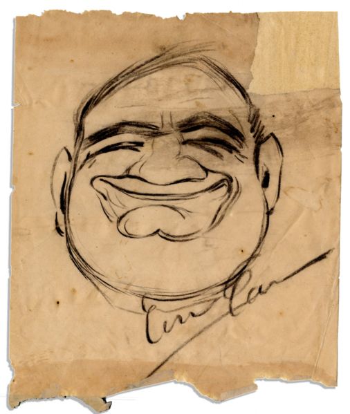 Enrico Caruso Signed Self-Portrait Sketch
