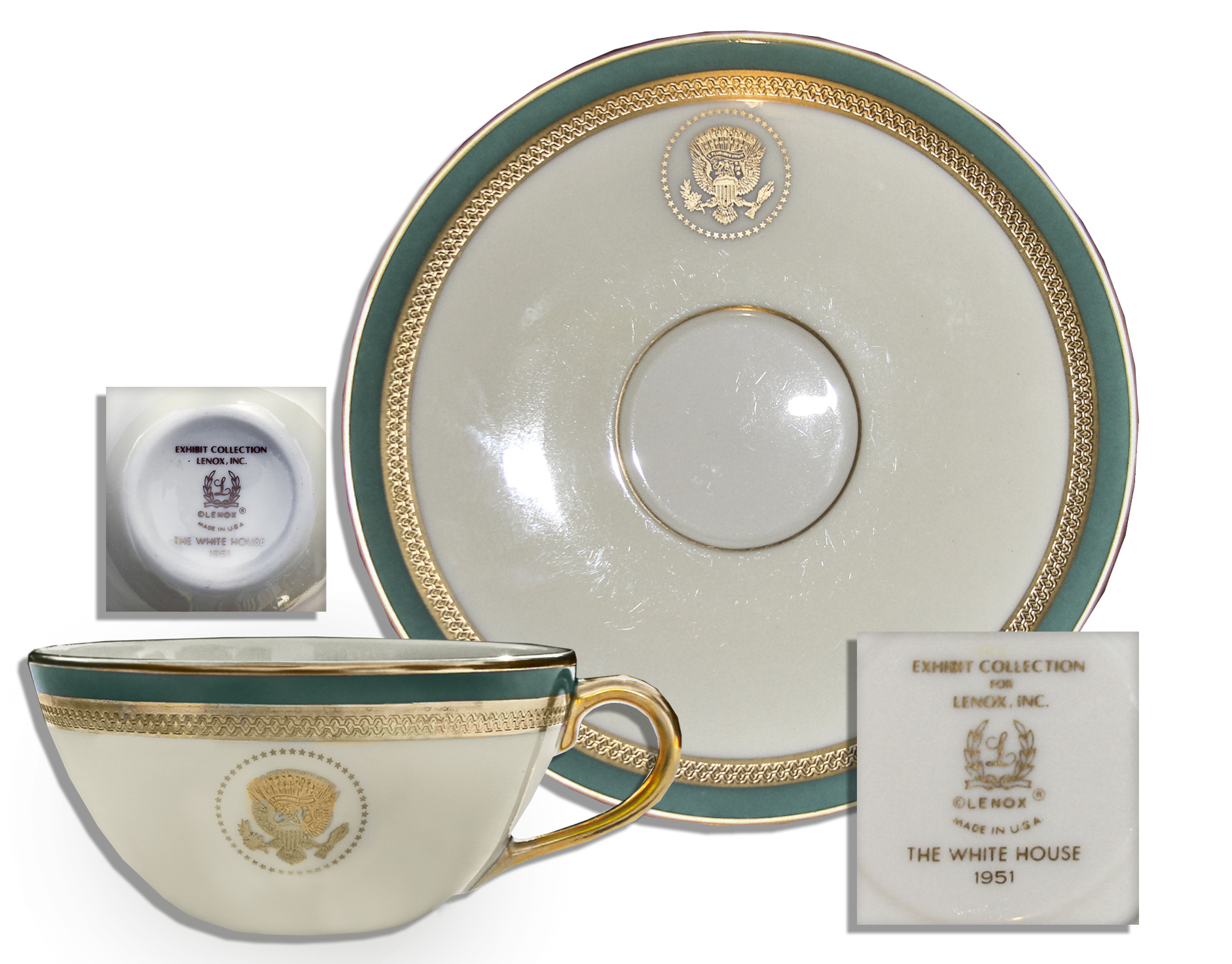 Harry Truman Memorabilia Harry S. Truman White House Exhibit China -- Cup & Saucer by Lenox -- Fine