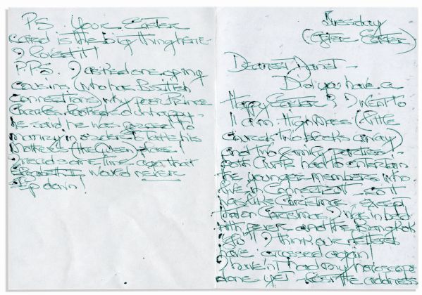 'Grey Gardens'' Edie Beale Autograph Letter Signed -- ''...Hindu astrologer charges $75 - they do it by the moon...poor Prince Charles looked so unhappy - he said he was forced to marry...''