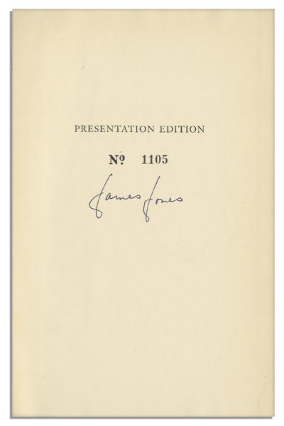 James Jones Signed First Edition of His Classic Novel ''From Here to Eternity''