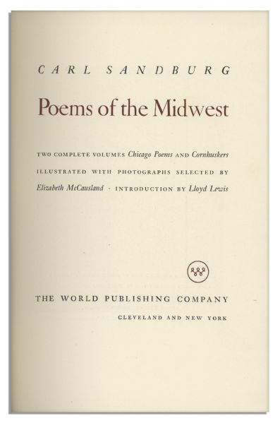 Carl Sandburg Special Limited Edition of ''Poems of the Midwest''