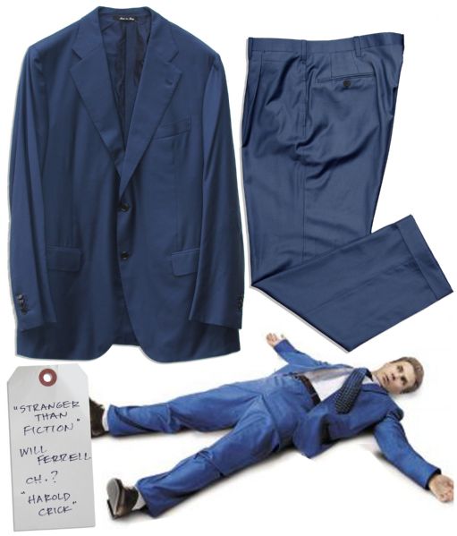 Will Ferrell ''Stranger Than Fiction'' Suit -- Blue Wool & Cashmere Cesare Attolini Suit -- From The Smart Movie's Climactic Ending Where he Throws Himself in Front of a Bus