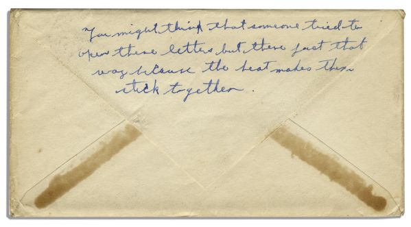 Rene Gagnon Signed Envelope From 1943 While a WWII Marine -- With an Autograph Note on the Back