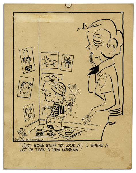 Original ''Dennis The Menace'' 1956 Comic Strip Signed by Creator Hank Ketcham 