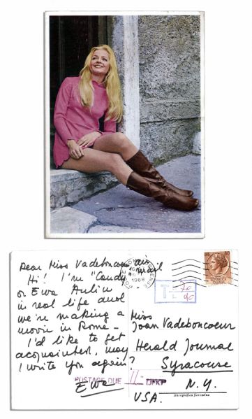 Beatles Promotional Photo Postcard From Ringo's 1968 Sex Farce ''Candy'' -- Costar Ewa Aulin Writes ''...We're making a movie in Rome...''
