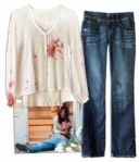 Desperate Housewives Teri Hatchers Screen-Worn Wardrobe Ensemble From The Shows Final Season -- Blouse Dyed to Appear Bloodstained From Her Characters Husbands Murder