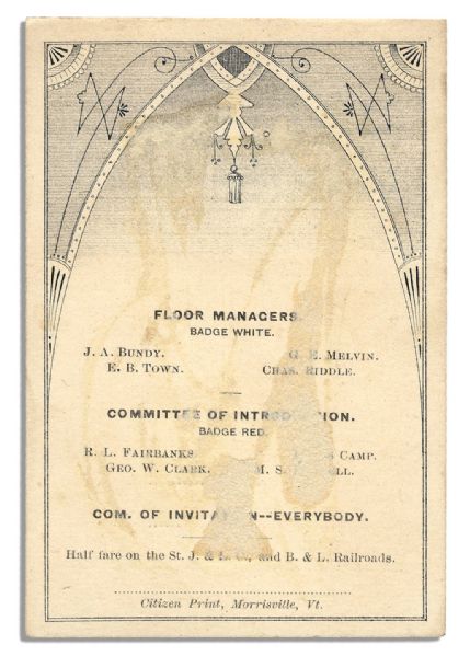 Dance Card From a Ball Held in Honor of James Garfield's 1881 Inauguration