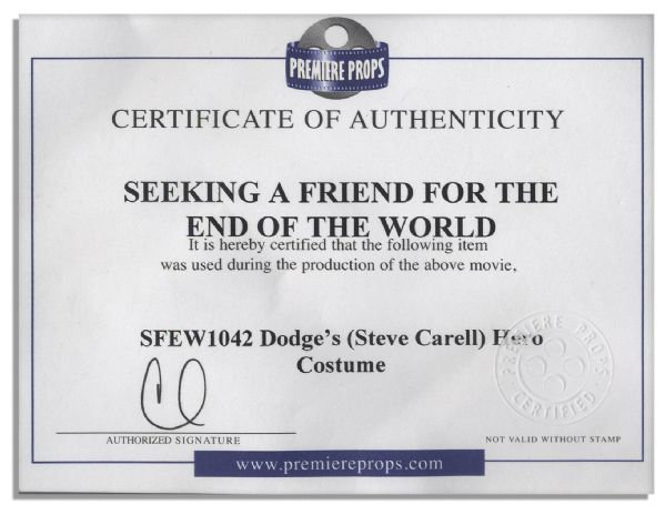 Steve Carell Hero Wardrobe From ''Seeking a Friend For The End of The World'' -- With COA from Premiere Props