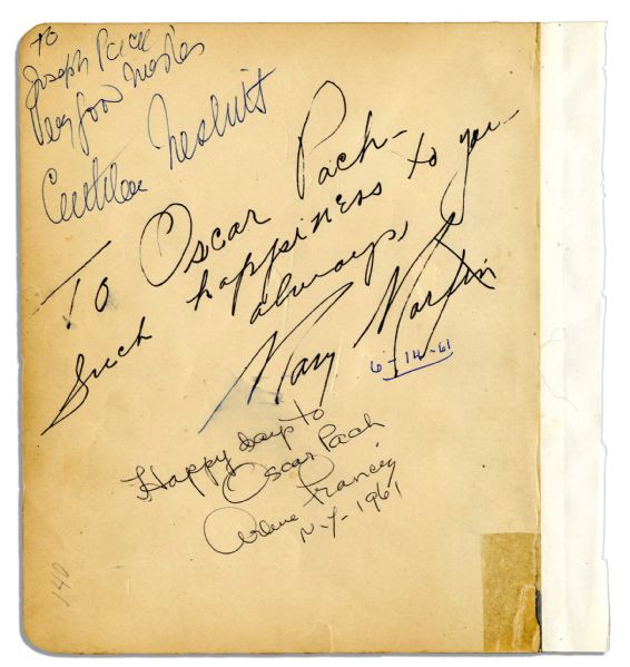 Katharine Hepburn, Judy Holliday & Mary Martin Signatures From Autograph Album Page
