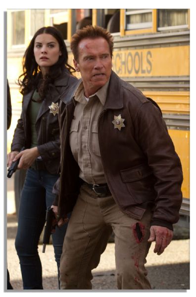 Arnold Schwarzenegger Screen-Worn Hero Jeans From His 2013 Comeback Feature, ''The Last Stand'' -- ''Bloodied'' From Production