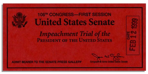 Bill Clinton Red Impeachment Trial Ticket