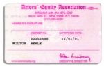 Milton Berle, aka Mr. Television Actors Equity Association Membership Card