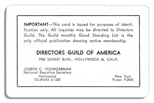 Milton Berle's 1962-63 Official Directors Guild of America Membership Card