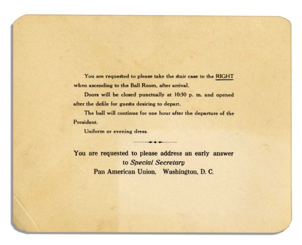 President Calvin Coolidge 1923 Invitation to the White House -- His First Year as President After Harding's Assassination